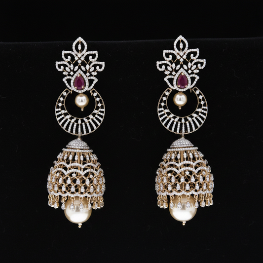 Polki Studs Polki Earrings Cocktail Earrings Diamond Studs Diamond Earrings Simple Studs Pearl Studs 925 Silver Earrings Silver Jewelry - SHABURIS