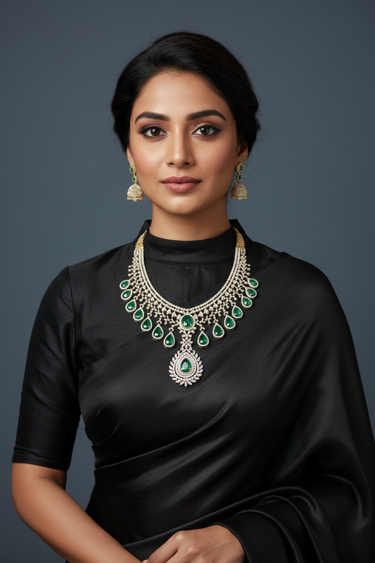 Diamond Jewelry,Pure Silver Jewelry Indian,Diamond Necklace,Indian Necklace,Indian Bridal,Indian Wedding Jewelry-charm jewelry