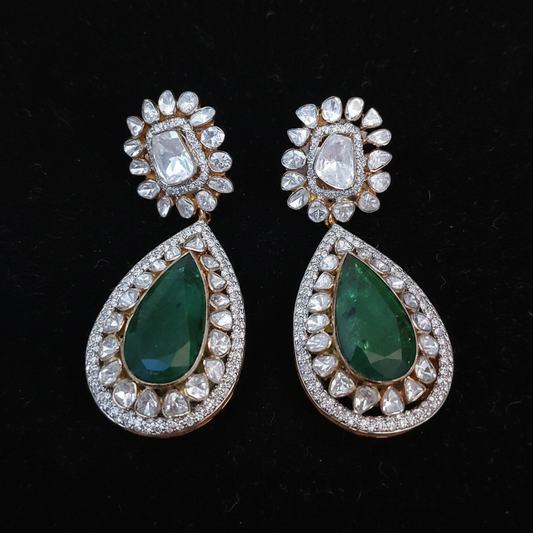 Polki Studs Polki Earrings Cocktail Earrings Diamond Studs Diamond Earrings Simple Studs Pearl Studs 925 Silver Earrings Silver Jewelry - SHABURIS
