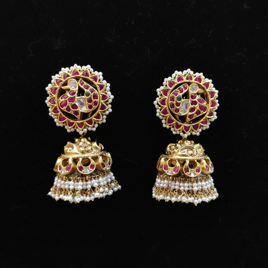 Polki Studs Polki Earrings Cocktail Earrings Diamond Studs Diamond Earrings Simple Studs Pearl Studs 925 Silver Earrings Silver Jewelry - SHABURIS