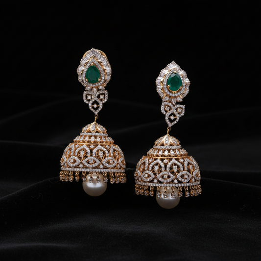 Polki Studs Polki Earrings Cocktail Earrings Diamond Studs Diamond Earrings Simple Studs Pearl Studs 925 Silver Earrings Silver Jewelry - SHABURIS