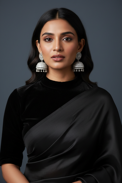 Diamond Jhumla Polki Earrings Big Studs Emerald Earrings Diamond Earrings 925 Silver Jewelry Silver Earrings - SHABURIS