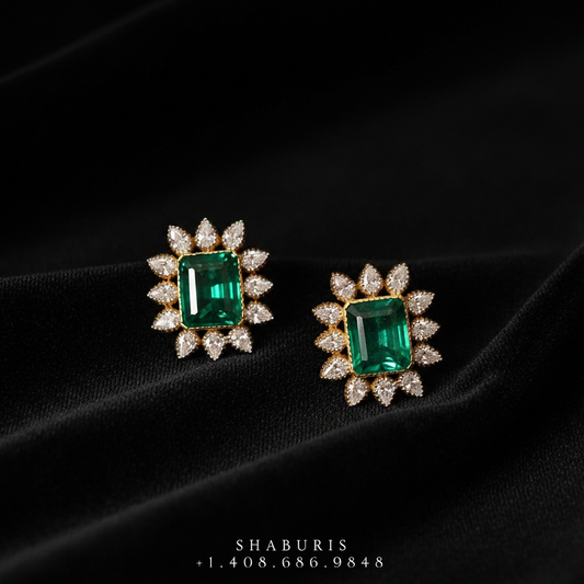 Polki Earrings Diamond Earrings Cocktail Earrings 925 Silver Jewelry Silver Earrings  Diamond Studs- SHABURIS