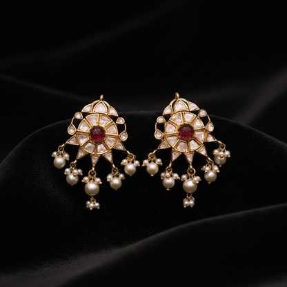 Polki Studs Polki Earrings Cocktail Earrings Diamond Studs Diamond Earrings Simple Studs Pearl Studs 925 Silver Earrings Silver Jewelry - SHABURIS
