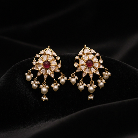 Polki Studs Polki Earrings Cocktail Earrings Diamond Studs Diamond Earrings Simple Studs Pearl Studs 925 Silver Earrings Silver Jewelry - SHABURIS