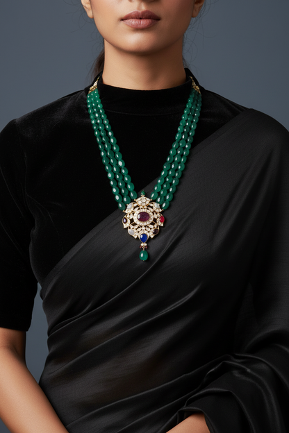 Padmavathi choker,Heavy choker,Sabyasachi Jewelry inspired,southindian Jewelery,indian Jewelery,Polki haram,Navaratan Pure silver-NIHIRA