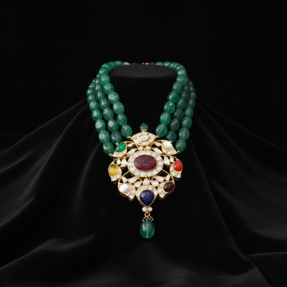 Padmavathi choker,Heavy choker,Sabyasachi Jewelry inspired,southindian Jewelery,indian Jewelery,Polki haram,Navaratan Pure silver-NIHIRA