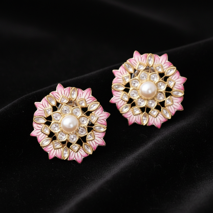 Polki Studs Polki Earrings Cocktail Earrings Diamond Studs Diamond Earrings Simple Studs Pearl Studs 925 Silver Earrings Silver Jewelry - SHABURIS