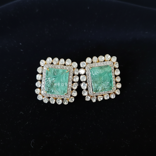 Polki Studs Polki Earrings Cocktail Earrings Diamond Studs Diamond Earrings Simple Studs Pearl Studs 925 Silver Earrings Silver Jewelry - SHABURIS