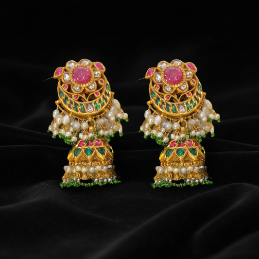 Polki Studs Polki Earrings Cocktail Earrings Diamond Studs Diamond Earrings Simple Studs Pearl Studs 925 Silver Earrings Silver Jewelry - SHABURIS
