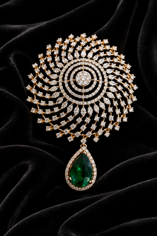 Diamond Pendant indian,South Indian jewelry,Pure silver diamond pendent,swarovski Pendent,Indian Wedding Jewelry -NIHIRA-SHABURIS