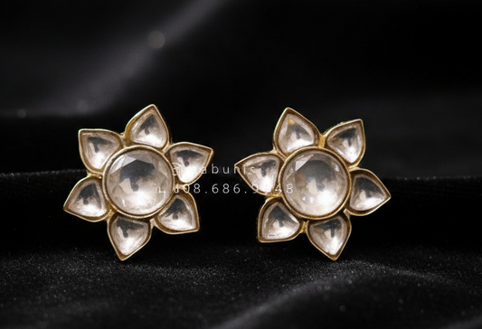 Polki Earrings Diamond Earrings Cocktail Earrings 925 Silver Jewelry Silver Earrings  Diamond Studs- SHABURIS