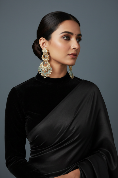 Chandbalis Passa Earrings Pearl Earrings Diamond Jhumka Polki Earrings Diamond Earrings Polki Studs Big Studs Cocktail earrings 925 Silver Jewelry Silver Earrings - SHABURIS