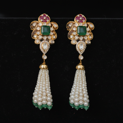 Polki Studs Polki Earrings Cocktail Earrings Diamond Studs Diamond Earrings Simple Studs Pearl Studs 925 Silver Earrings Silver Jewelry - SHABURIS