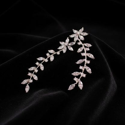 Earrings,sterling silver earrings white gold plated earrings swarovski diamond earrings pure silver tiffany inspired jewelry in indian style