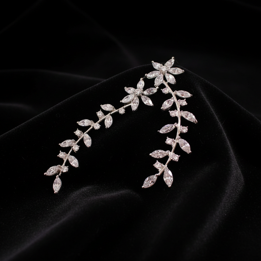Earrings,sterling silver earrings white gold plated earrings swarovski diamond earrings pure silver tiffany inspired jewelry in indian style