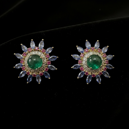 Polki Studs Polki Earrings Cocktail Earrings Diamond Studs Diamond Earrings Simple Studs Pearl Studs 925 Silver Earrings Silver Jewelry - SHABURIS