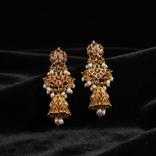 Polki Studs Polki Earrings Cocktail Earrings Diamond Studs Diamond Earrings Simple Studs Pearl Studs 925 Silver Earrings Silver Jewelry - SHABURIS