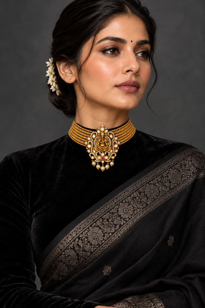 Ganesha Pendent choker,jali work,vinayaka antique jewelry,jaali work chain,lyte weight choker necklace,lord ganesha
