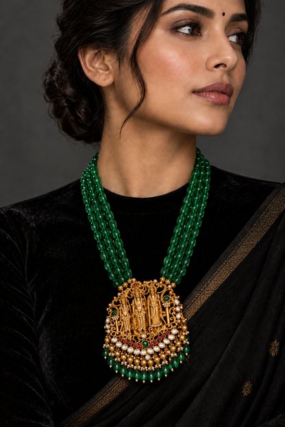 Temple RaamParivar Jewelry,Pure Silver Jewelry Indian ,Rama Sita Pendent ,Big pendent,Antique Jewelry,Indian Temple Jewelry - SHABURIS