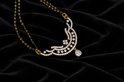 Black diamonds necklace,South Indian Jewelry,Pure silver Mangalsutra pendent,Nallapusalu Pendent,Indian Wedding Jewelry -NIHIRA-SHABURIS