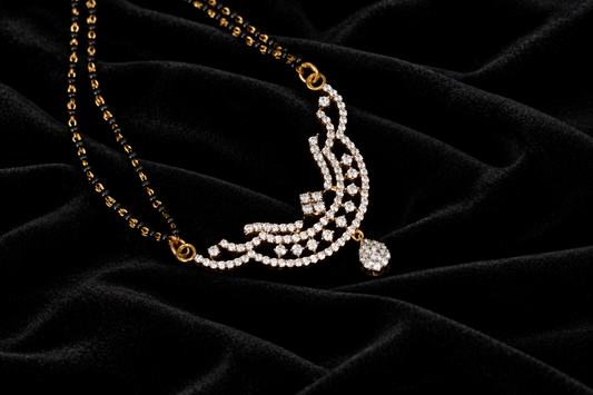 Black diamonds necklace,South Indian Jewelry,Pure silver Mangalsutra pendent,Nallapusalu Pendent,Indian Wedding Jewelry -NIHIRA-SHABURIS