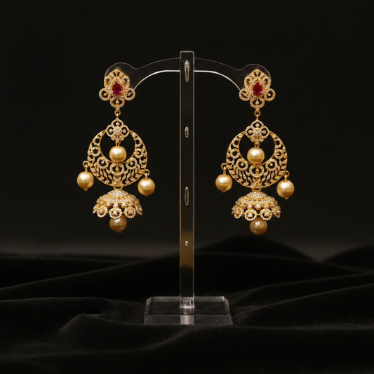 Diamond Earrings Chandbali 925 Silver Jewelry Silver Earrings - SHABURIS