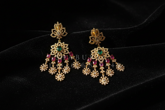 Diamond Earrings Chandbali 925 Silver Jewelry Silver Earrings - SHABURIS