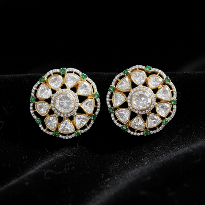 Polki Studs Polki Earrings Cocktail Earrings Diamond Studs Diamond Earrings Simple Studs Pearl Studs 925 Silver Earrings Silver Jewelry - SHABURIS
