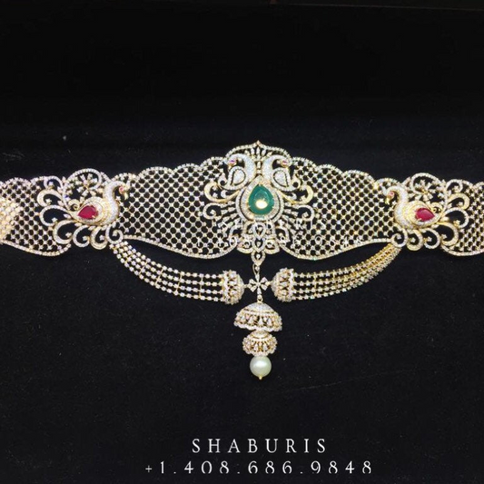 Diamond Vaddanam,South Indian Jewelry,Vaddanam,Kids Vaddanam,hip chain,diamond jewelry,pure Silver indian jewelry - NIHIRA - SHABURIS