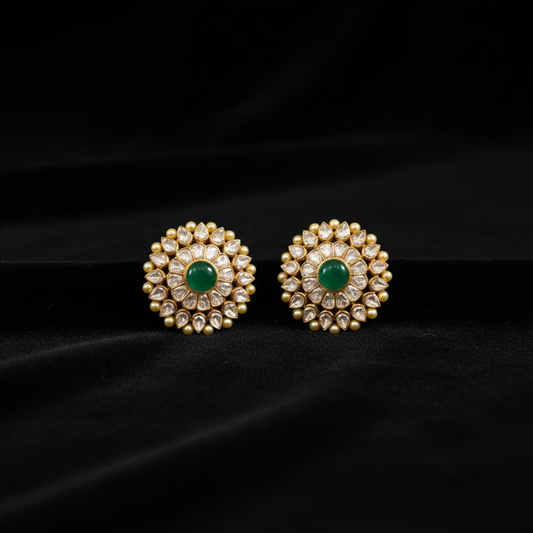 Diamond Studs Diamond Studs Polki Earrings Diamond Earrings Cocktail earrings 925 Silver Jewelry Silver Earrings - SHABURIS