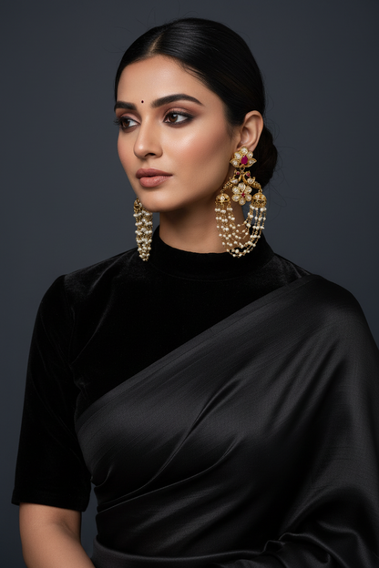Guttapusalu Earrings Chandbali Earrings Nakshi Earrings Diamond Studs Polki Earrings Diamond Earrings Cocktail earrings 925 Silver Jewelry Silver Earrings - SHABURIS