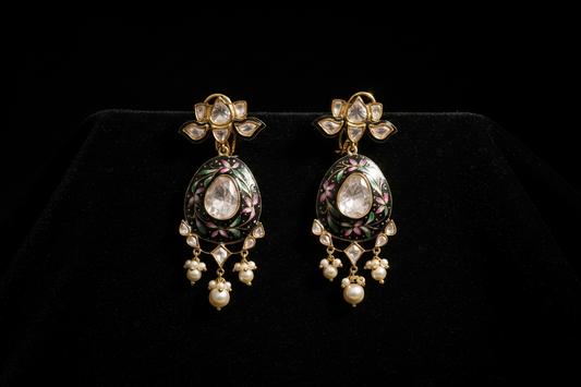 Polki Studs Polki Earrings Cocktail Earrings Diamond Studs Diamond Earrings Simple Studs Pearl Studs 925 Silver Earrings Silver Jewelry - SHABURIS