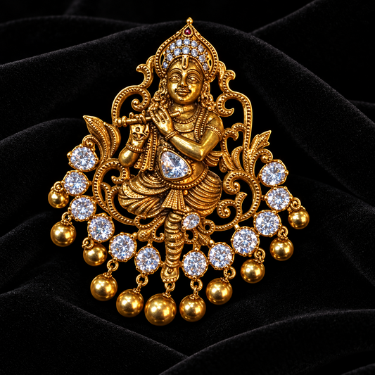 Krishna Pendent choker,antique work,krishna antique jewelry,temple work pendent,lyte weight necklace,lord krishna