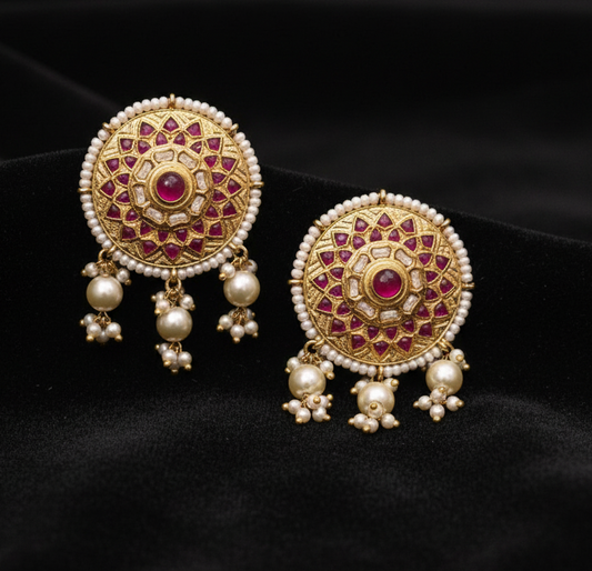 Polki Studs Polki Earrings Cocktail Earrings Diamond Studs Diamond Earrings Simple Studs Pearl Studs 925 Silver Earrings Silver Jewelry - SHABURIS