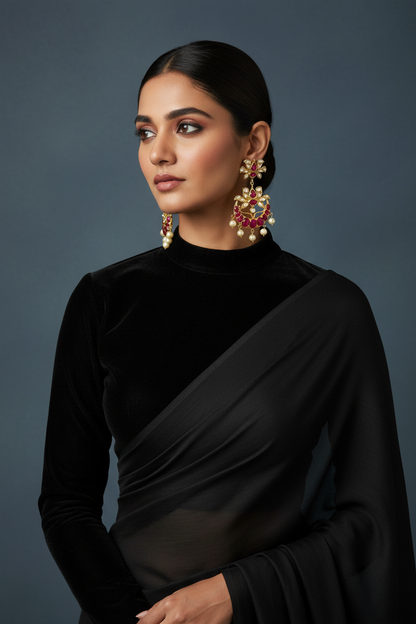 Chandbali Polki Earrings Diamond Earrings Ruby Earrings 925 Silver Jewelry Silver Earrings - SHABURIS
