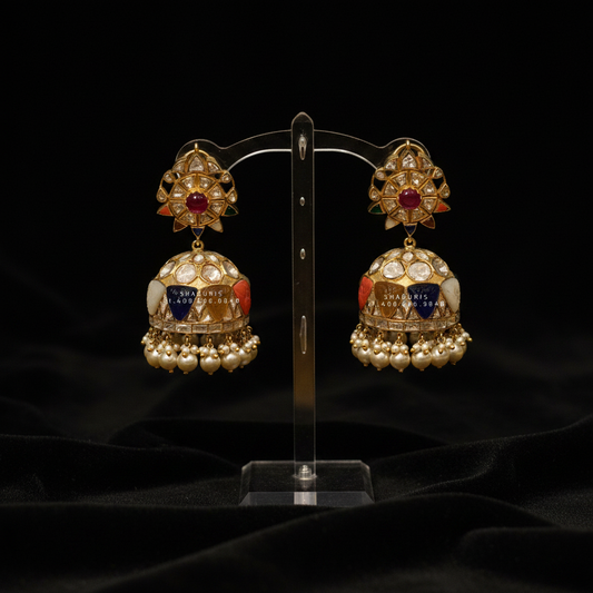Navaratan Earrings Polki Earrings 925 Silver Jewelry Silver Earrings - SHABURIS