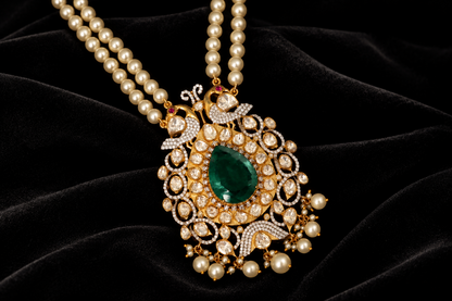Swarovski pendant,swarovski chain,sabyasachi jewelry inspired Traditional indian Jewelery,Polki haram,Pure silver jewelry-NIHIRA