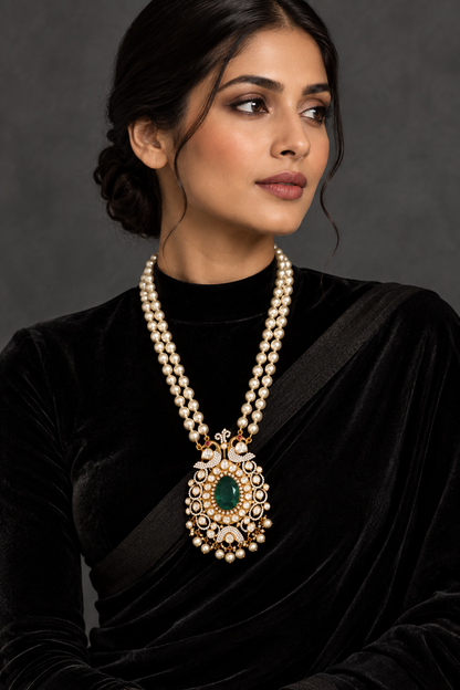 Swarovski pendant,swarovski chain,sabyasachi jewelry inspired Traditional indian Jewelery,Polki haram,Pure silver jewelry-NIHIRA