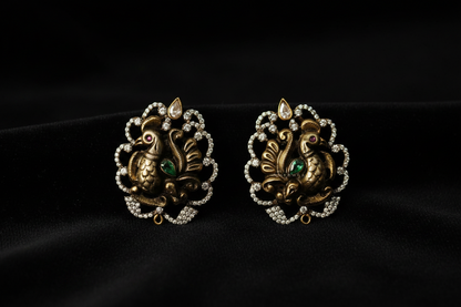 Antique Earrings Silver Studs Diamond Studs 925 Silver Jewelry Silver Earrings -SHABURIS