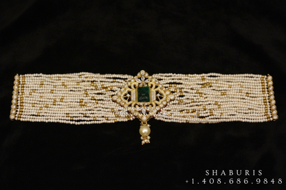 Pearl Necklace Silver Necklace Emerald Necklace 925 Silver Jewelry -SHABURIS