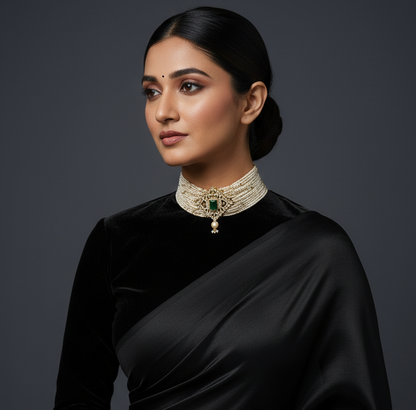 Pearl Necklace Silver Necklace Emerald Necklace 925 Silver Jewelry -SHABURIS