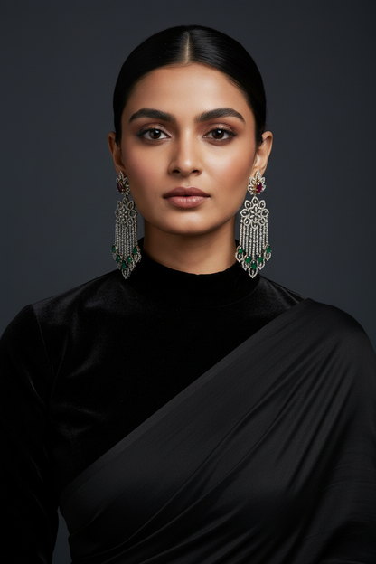 Diamond Jhumkas Polki Earrings Diamond Earrings Cocktail earrings 925 Silver Jewelry Silver Earrings - SHABURIS