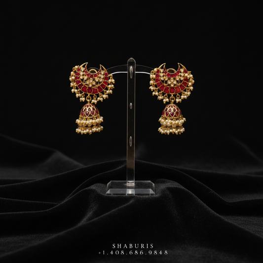 Diamond Earrings Chandbali 925 Silver Jewelry Silver Earrings - SHABURIS