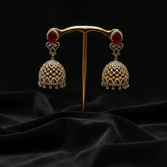 Diamond Earrings Diamond Jhumkas 925 Silver Jewelry Silver Earrings - SHABURIS