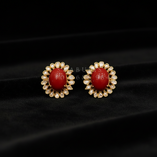 Polki Studs Polki Earrings Cocktail Earrings Diamond Studs Diamond Earrings Simple Studs Pearl Studs 925 Silver Earrings Silver Jewelry - SHABURIS
