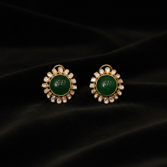 Polki Studs Polki Earrings Cocktail Earrings Diamond Studs Diamond Earrings Simple Studs Pearl Studs 925 Silver Earrings Silver Jewelry - SHABURIS