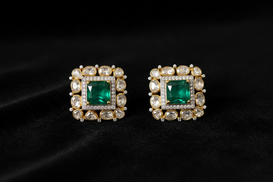 Polki Studs Polki Earrings Cocktail Earrings Diamond Studs Diamond Earrings Simple Studs Pearl Studs 925 Silver Earrings Silver Jewelry - SHABURIS