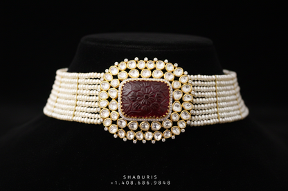Pearl Necklace Polki Necklace 925 Silver Jewelry Silver Necklace - SHABURIS