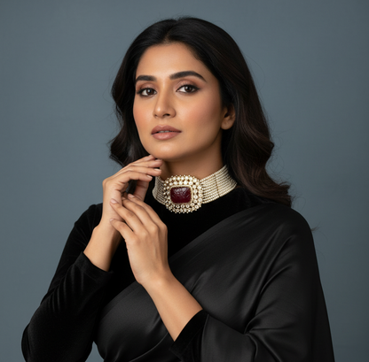Pearl Necklace Polki Necklace 925 Silver Jewelry Silver Necklace - SHABURIS